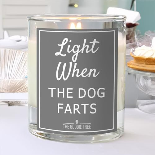 Light When The Dog F@rts, Funny Dog Scented Candle, Grey, Includes Gift Box - Christmas, Birthday, Mum, Dad, Friend