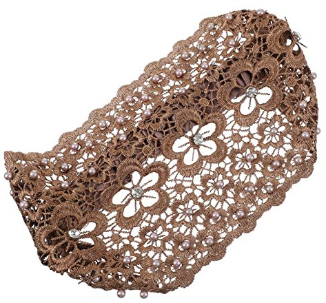 MUSISALY Vintage Spitzenstirnband Mit Künstlichen Perlen Verstellbar Dehnbar Für Damen Eleganter Kopfschmuck Für Party Und Besondere Anlässe
