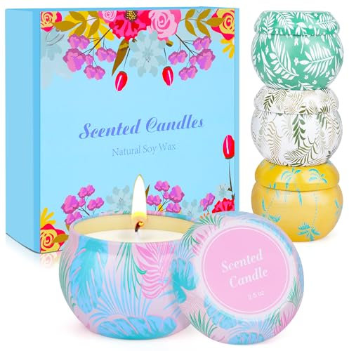 Duftkerzen Geschenkset, Geschenke für Frauen kleine Geschenk Erzieherin Frauen Weihnachten, Geburtstags geschenke für Frau Freundin Mama, Adventskalender Duftkerzen Set,100% Natürlich Sojawachs, 4Pcs