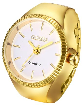 OIDEA Montre à doigt pour homme et femme : cadran rond élégant, bracelet élastique, montre à quartz analogique, facile à lire, bague réglable avec bracelet rétractable en acier inoxydable, Chiffres