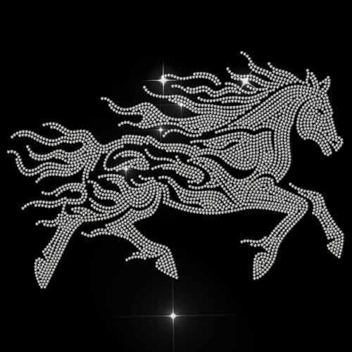 MAYJOYDIY Pferde Strass Aufbügler Hotfix Transferaufkleber Pferderennen Strasssteine Bling DIY Patch Tiere Reparatur Hotfix Applikation Für T Shirt Jacke Tasche Jeans Basteln Kleidungszubehör