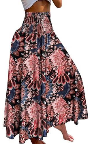 A-Linie, fließender Rock für Anlässe und elegante Röcke, Damen, Sommer, lässig, modisch, Blumenmuster, hohe Taille, schwarzer Bleistiftrock für Damen, khaki, XXL
