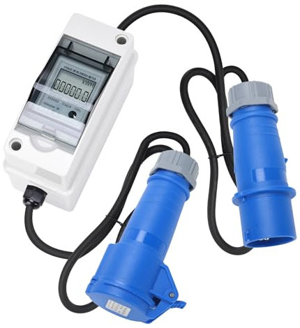 Mobile Digital Electricity Meter, Briidea 230V EV Charger Pass-Through Power Usage Monitor with Reset, IP 65 Waterproof for Indoor & Outdoor Use, Ideal for Monitor RV, Outdoor Generators, Households