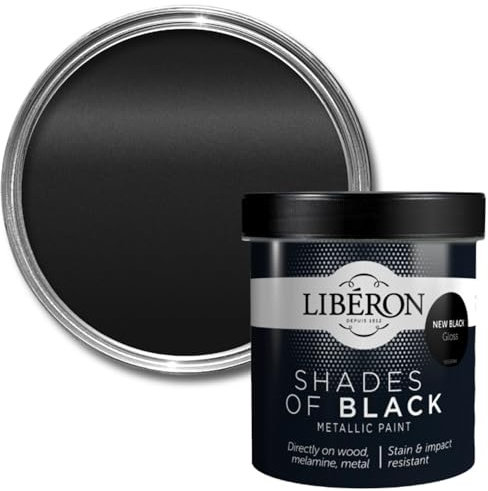 Libéron Shades of Black Metallic Paint, New Black Gloss, 500ml | Iridescent effect, No undercoat required, High coverage, Washable & stain resistant