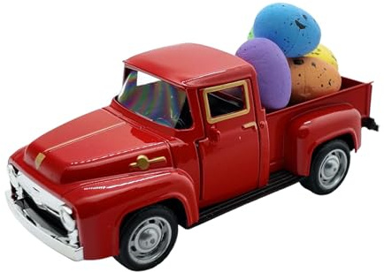 Camión de Pascua decoración de camiones de Pascua | Modelo de juguete de vehículo con huevos,Happy Spring Small Truck Decorations, Paster Farmhouse Metal Model para decoración de vacaciones