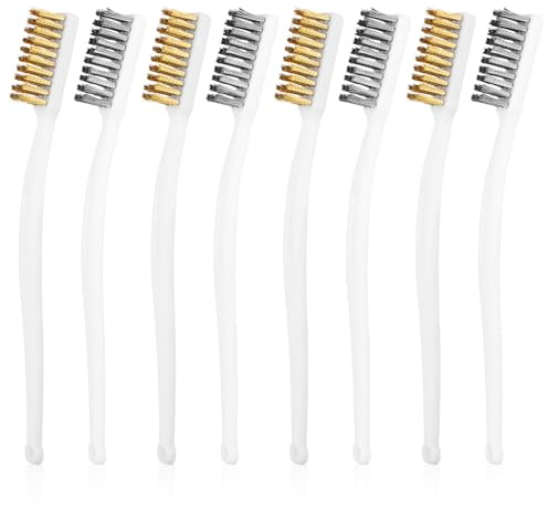 Oruola 8 pcs Small Wire Brush,Metal Brushes for Cleaning,Heavy Duty Rust Remover Brass Wire Brush,Mini Wires Brushes for Home Clean Removing Rust Scale Paint or 3D Printer Nozzle