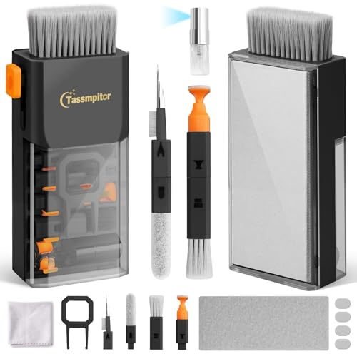 Keyboard Cleaning Kit Keyboard Cleaner, All in One Computer Screen and Laptop Cleaner, Compact Portable Electronic Laptop Cleaning Kit with Soft Brush and Spray for MacBook iPad iPhone Earbud, Black