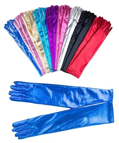 HSTWODE 1 Stück Damen Lange Handschuhe 9 Farben Länge 45 cm Elegante Satinhandschuhe Abendhandschuhe Party-Handschuhe für Opera Fest Party Hochzeit