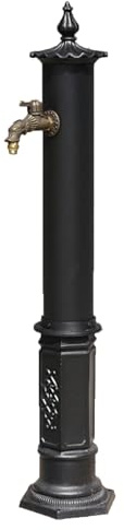 LUNAIZHUO Rubinetto da Giardino Vintage in Alluminio con Colonna d'Acqua, Fontana da Giardino Decorativa Nera, Idrante Antigelo per Uso Esterno in Patio e Villa
