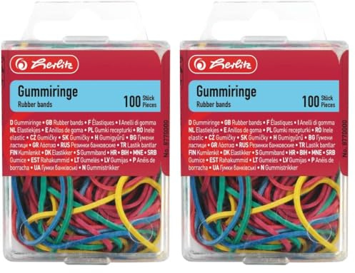 Herlitz Anello in gomma 20, diametro 70 mm, confezione da 200 pezzi, in scatola da parete, colori assortiti