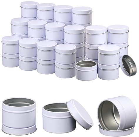 IHDYPPEW 48 Piece 4 oz White Candle Tins with Lids, Candle Tin Cans, Empty Candle Jars for Making Candles, Party Favors, Spices, Jewelry, Cosmetics