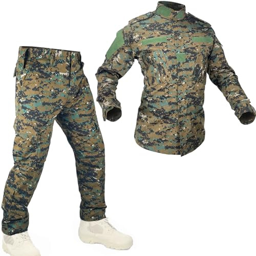 Kecrotac Tactical Military Camo BDU Uniform Set für Männer Kampfhemd und Hosen Ripstop Kleidung für Outdoor Jagd Airsoft Paintball