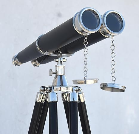 Binocolo da pavimento in ottone per adulti, decorazione nautica per bird watching, in piedi, vintage, antico, all'aperto, escursionismo, treppiede, binocolo, caccia, campeggio, marino