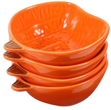 Gatuida 4 Pièces Lot de Coupelles Céramique Forme de Citrouille Bols à Sauce pour Dips et Apéritifs Micro Ondes et Lave Safe