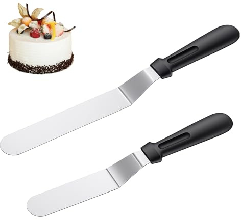 Nogeqi 2 stycken vinkelpalett tårta stor med böjt handtag, rostfritt stål tårtspade för utjämning, silver tårtkniv tårtor köksset, tårtmålare bakning tårtpall för dekoration