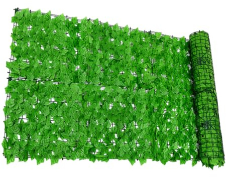 Hemobllo Künstliches Rankgitter 0,5x3m aus UV Beständigem Kunststoff mit Naturgetreuen Grünen Blättern Sichtschutz für Balkon Terrasse Garten Wetterfeste Blätterwand zur Hof