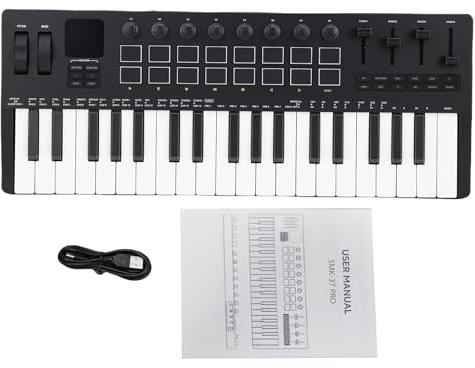 SUNGOOYUE MIDI-Keyboard, 37-Tasten-USB-MIDI-Controller, 16 RGB-Drum-Pads, Integrierter Sound-Synthesizer für Musikproduktion und Live-Auftritte