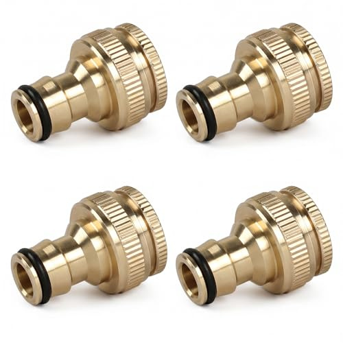 WestCH 4 Piezas Conector de Grifo Manguera de Latón, 1/2 y 3/4 2 en 1 Latón Adaptador de Grifo, Adaptador para Unión de Grifo con Manguera, para Jardín Cocina Lavadora