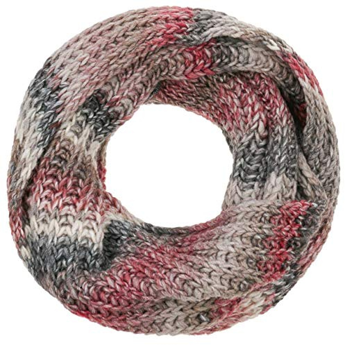 LIERYS Jasila Loopschal Made in Germany Damen und Herren Herbst Winter grau-rot One Size