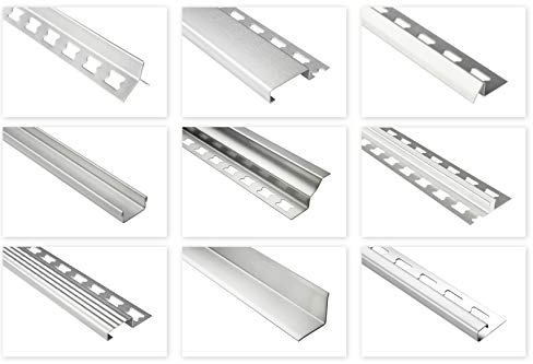 Rieles de baldosas HEXIM/rieles de acero inoxidable, cepillado plata 2m - amplia gama de alturas y perfiles de rieles, acero inoxidable V2A - perfil de junta de dilatación de 12mm