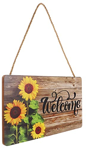 Artibetter Cartel De Bienvenida De Madera para Puerta Entrada 11.41X5.90 Pulgadas Decoración Rústica Colgante para Porche Jardín Hogar Interior Y Exterior
