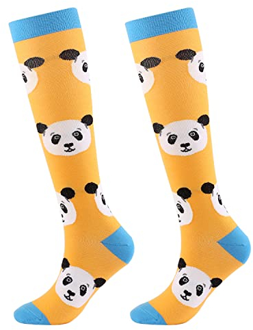Kompressionsstrümpfe für Damen und Herren Kompressionssocken Compression Socks Stützstrümpfe Socken für Laufen, Sport, Reisen, Radsport, Running, Jogging, Draussen, Radfahren(1-Panda-Grün, L/XL)
