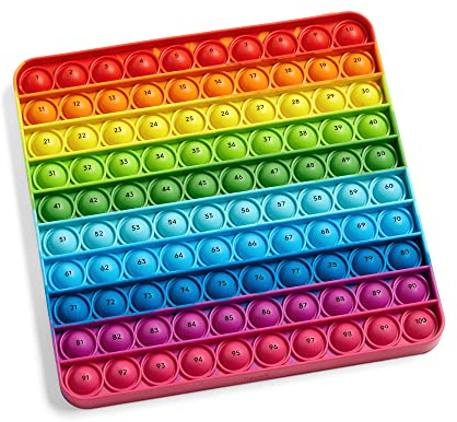 Learning Resources Tabellone Sensoriale con Cento Bolle, Scoppia Le Bolle e Conta, Giocattoli Antistress spingi e scoppia, Esercizio di moltiplicazione, Giocattoli per la motricità fine