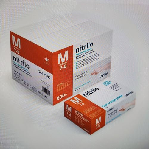 Grupo Mohedano guantes de nitrilo sin polvo naranjas uso mecanico talla L caja 50ud