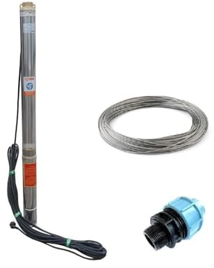 Tiefbrunnenpumpe Set IBO 3,5 SDM 3-11 Tiefbrunnenpumpe 800W | Ablassseil 30 Meter | UNIDELTA Klemmverbinder 40mm 1.1/2 Zoll | 105 l/Min. 63M Förderhöhe | Gartenpumpe Wasserpumpe Garten