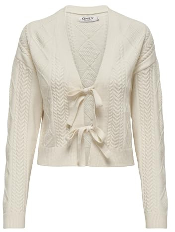 ONLY Damen Onlfia Ls String Cardigan KNT Noos Strickjacke, Whitecap Gray, XL