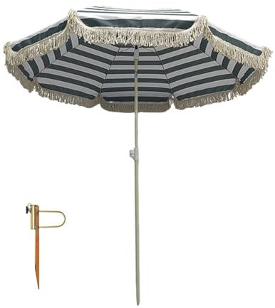 Sombrilla de playa con borlas，sombrilla terraza exterior，sombrilla playa antiviento，sombrillas jardin grandes，sombrilla playa plegable，Ajustable en Altura，Con Bolsa De Transporte ( Color : D , Size :