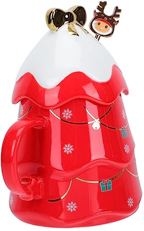 FUNOMOCYA 1 Satz Weihnachtsbecher Weihnachts-Trinkbecher Café-Getränkebecher Mehrzweck-Aufbewahrungsbecher kaffeekanne kaffeekännchen praktischer Milchbecher Cartoon-Tasse Keramik rot