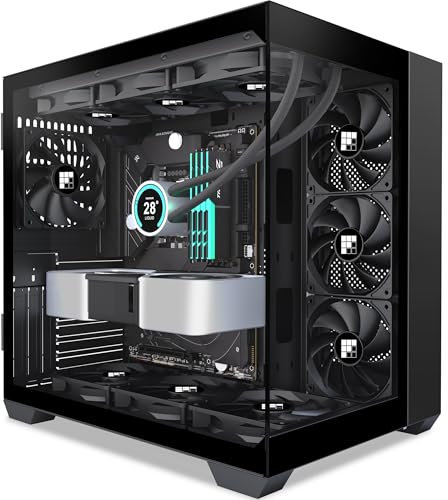 FOIFKIN F300 PC Gehäuse - Vorinstallierte 4 ohne RGB-Lüfter, ATX Mid-Tower Gaming PC Gehäuse, 270° Panoramaglas mit Type-C (Schwarz, F300)
