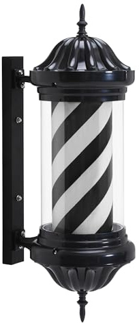 BarberPub Barber Pole, Barbería Peluquería Bar con luces LED Salón de muebles, 70CM Peluquería Salón de barras giratorias, montado en la pared L054