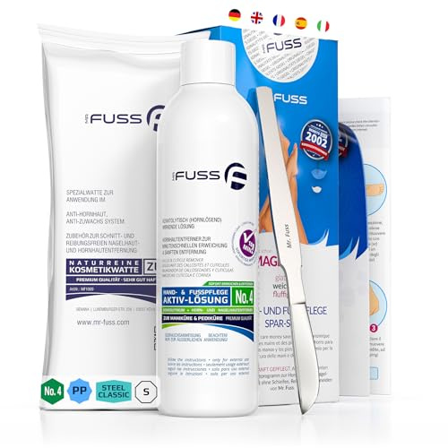 Mr. Fuss Hornhautentferner Aktiv Lösung No. 4 Plus Pack Steel Classic - 3 tlg. Hornhaut Fußpflege Set