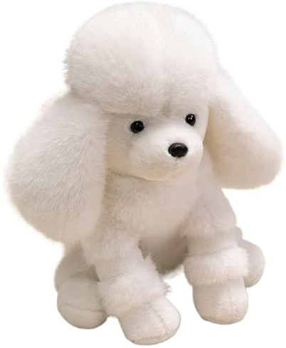 KUKUShining Pudel Plüschtier, Kuschelweicher Hund Kuscheltier Realistisches Welpen Plüschtier Für Kinder Jungen Oster Geburtstagsgeschenke(White,25cm/9.84in)