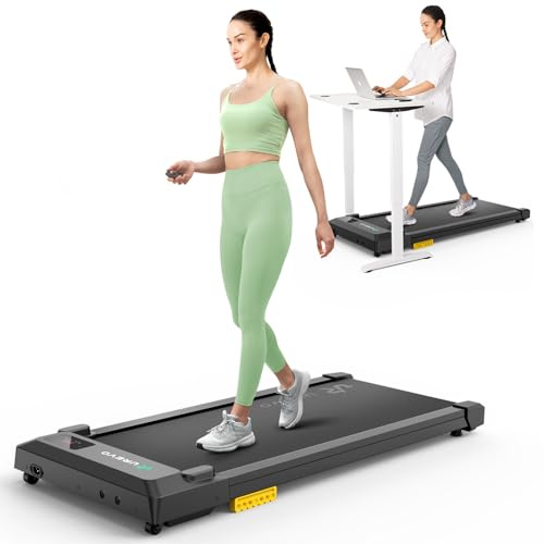 UREVO Smart Walking Pad, kompaktes Schreibtisch-Laufband mit App | 8-Punkt-Stoßdämpfung, UREVO Smart Coach mit Wettkampfmodus, per App oder Fernbedienung steuerbar – für Zuhause & Büro