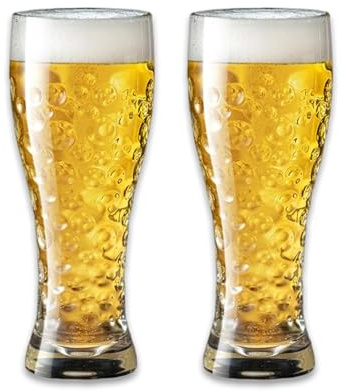 2 Stück Weizenbierglas [ Oktoberfest Biergläser-Set mit Gravur ], Kristallklar & Dickwandig & Langlebig - für Papa, Männer, Bars, Partys und Camping(B-350ML)