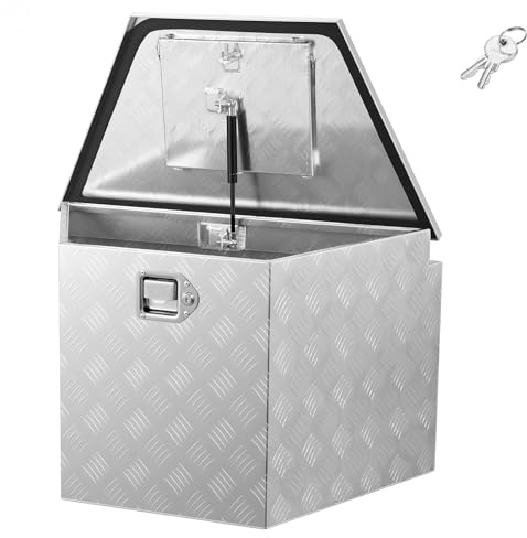 VEVOR Scatola Portaoggetti per Timone del Rimorchio 737x410x457 mm in Alluminio, Cassone Portautensili con Serratura per Rimorchio Carico 50 kg Scatola di Stoccaggio per Attrezzi Utensili Oggetti