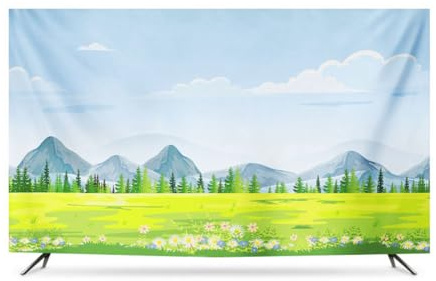 GJGHKLHL Dust-proof TV Cover 32-85 Universal Protector For Flat Curved Screens Polyester Landscape Print Indoor Modern Televisions(B,58IN)