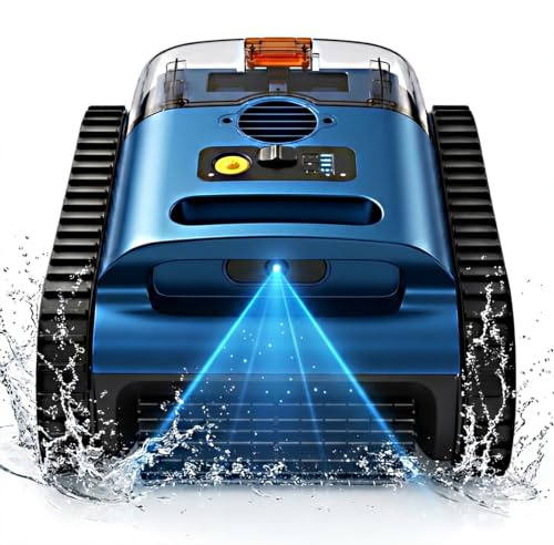 Robot Piscine sans Fil Fond et Parois Robot de Piscine Hors Sol | 180 Minutes Nettoyage, Stationnement Automatique,Nettoyeur de Piscine Compact et Léger, Idéal pour Les Piscines Hors Sol 200㎡