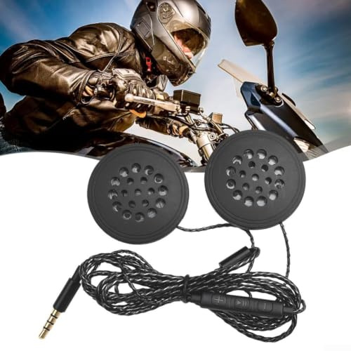 Motorcykel headset kabelanslutet 3,5 mm hjälm hörlurar med högtalare för mobiltelefon handsfree, svart