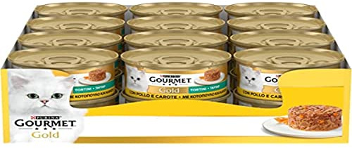 GOURMET Gold Cibo Umido per Gatti Adulti Tortini con Pollo e Carote 24 Lattine da 85g
