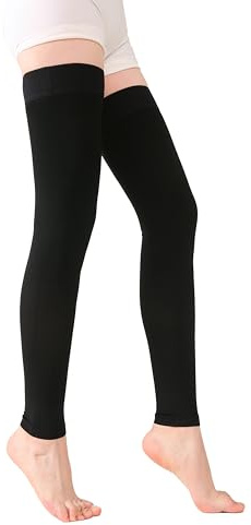 TOFLY® Chaussettes Médicales de Compression Haute Sans Pieds pour Homme et Femme - Tuyau de Soutien Opaque 15-20 mmHg - Bas Gradués Avec Bande en Silicone