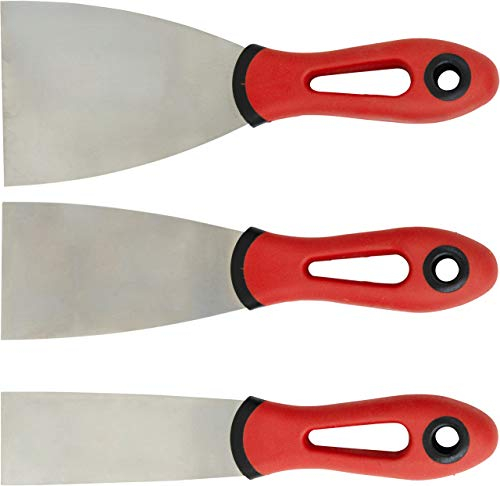 Connex Malerspachtel-Satz 3-teilig - 40 mm, 60 mm & 80 mm - 2K-Griff & Klinge aus rostfreiem Stahl - Zum Verspachteln & Abkratzen von Farbe oder Tapete / Universalspachtel / Griffspachtel / COXT880330