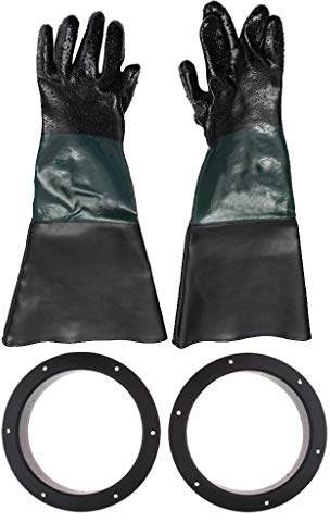 perfeclan Hochwertigem PVC Sandstrahl mit Zange für Sandstrahlkabine, aus PVC und Baumwolle, 1 Paar Handschuhe mit Halter