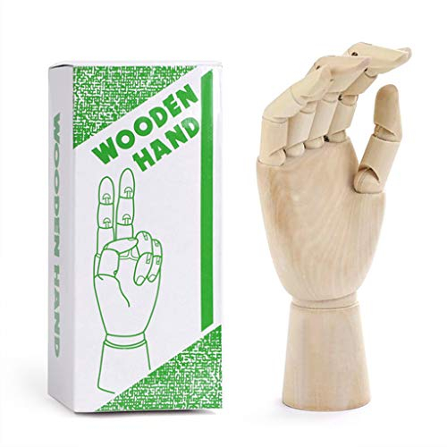 IPENNY Modellhand Gliederhand aus Holz Hölzerne Flexible Linke/Rechte Holzhand Menschliche Holzpuppe Zeichnungsmodell Holzhand Modell Künstler Zeichnungsmodell für Anfänger Profis Studenten 10 Zoll