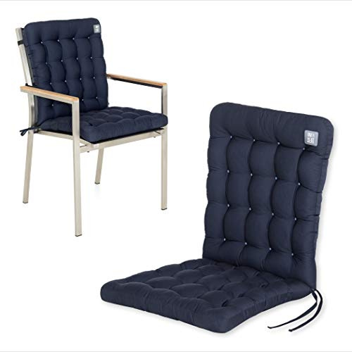 HAVE A SEAT Luxury | Gartenstuhlauflage Niedriglehner (1 St.) - Bequeme Sitzauflage Gartenstuhl - orthopädisch, wetterfest, waschbar bis 95° C - Made in Germany (1 Stück - 100x48 cm, Marine-Blau)