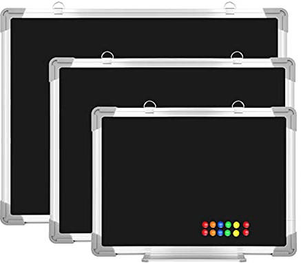 euroharry Premium Magnetic Chalk Black Board Schwarze Tafel Schwarzen Brett with Aluminium Frame Blackboard Magnettafel Tafel für Kinder, Büro, Küche, 60x45 cm schwarz