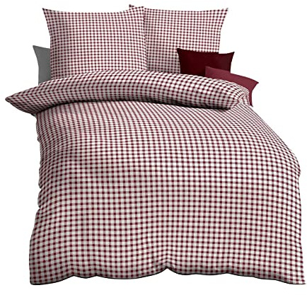 Kaeppel Bettwäsche Vichy Feinbiber rot Größe 1x 155x220 cm + 1x 80x80 cm